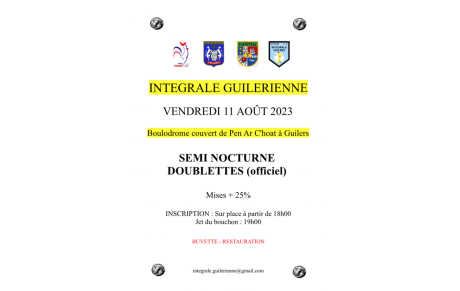 Guilers : Semi nocturne le 11 aout en doublettes
